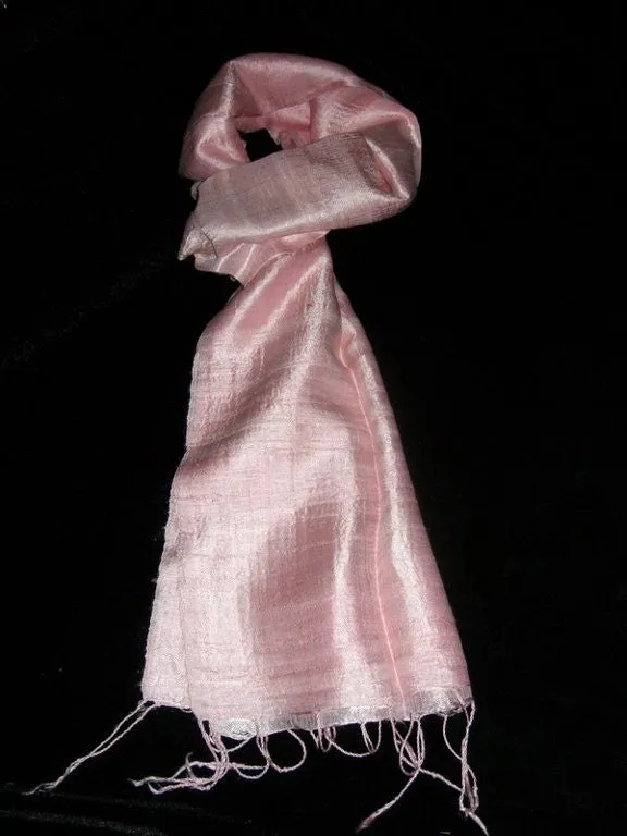 100% Fair Trade Thai Silk Solid Color Scarf Salmon