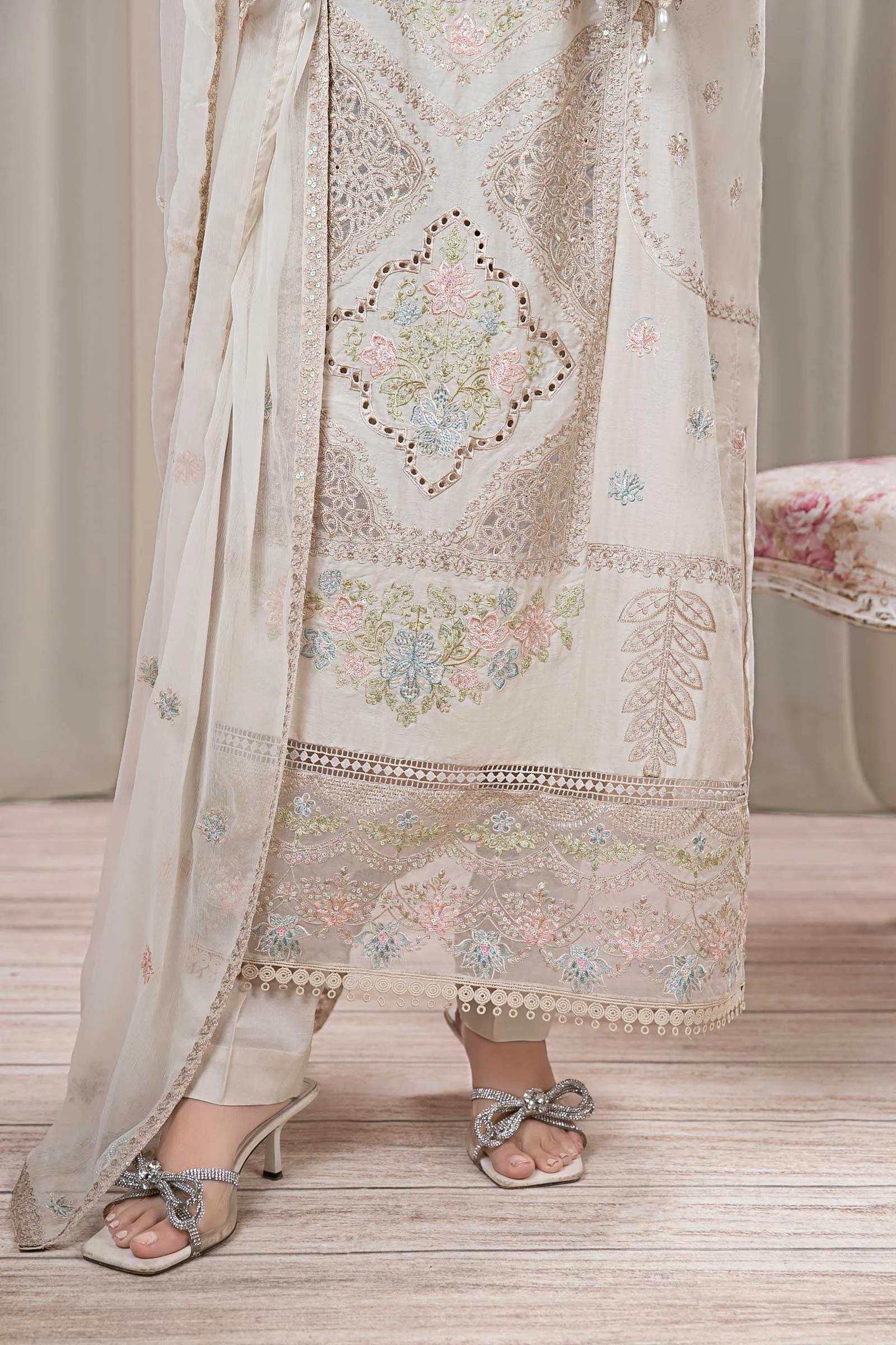 3 Piece Embroidered Self Jacquard Suit | DW-EF24-109