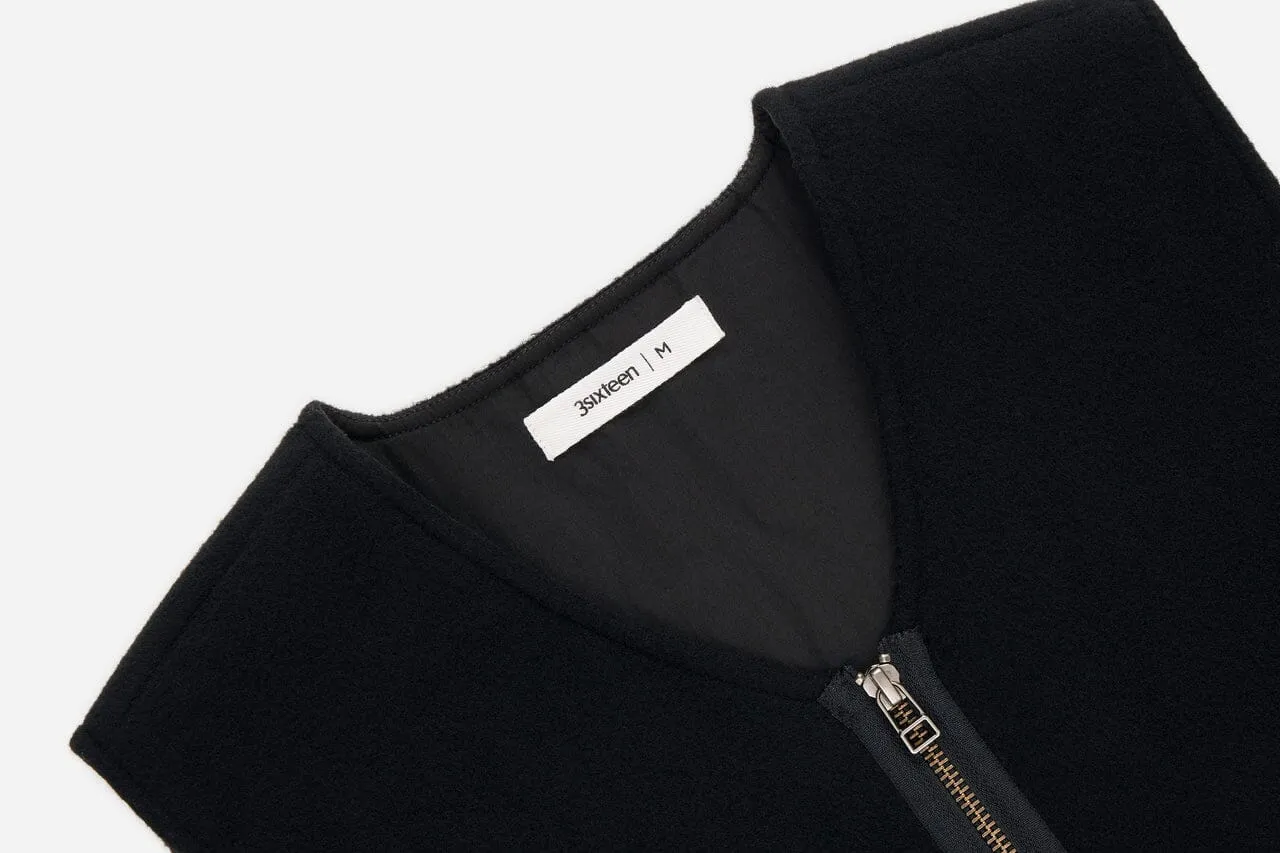 3sixteen - Wool/Cashmere Zip Vest in Black