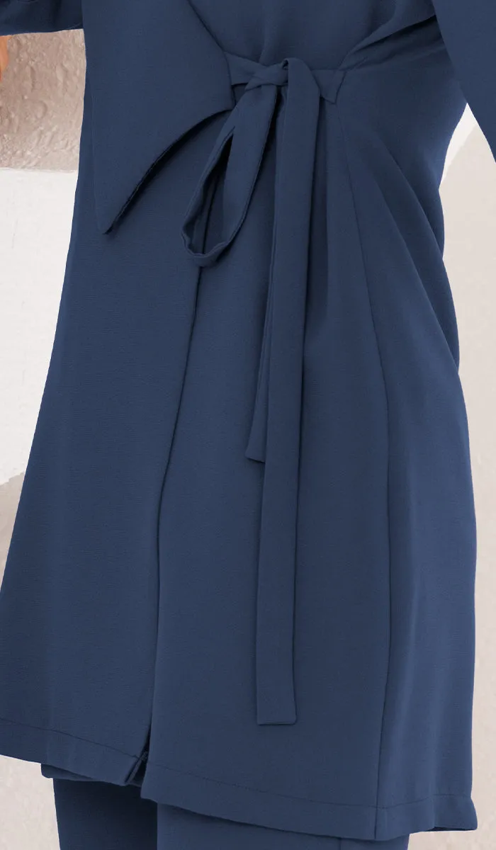 Abeer Light Long Comfy Wrap Jacket - Marina Blue - Final Sale