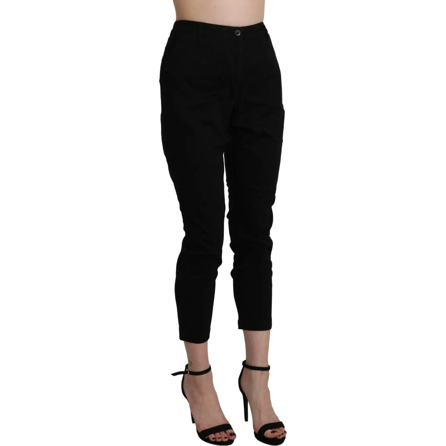 Acht Chic High Waist Cropped Black Jeans