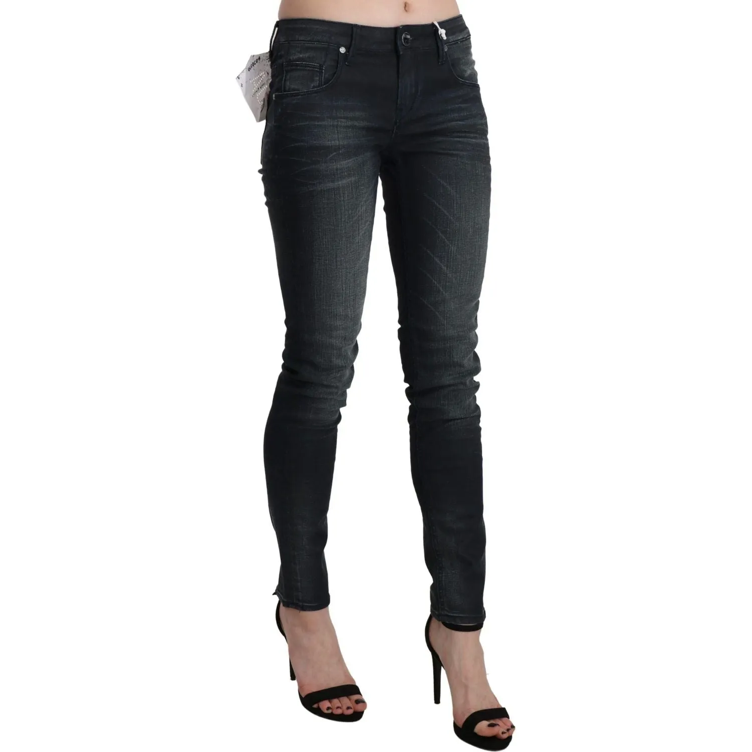 Acht Elegant Low Waist Skinny Black Jeans