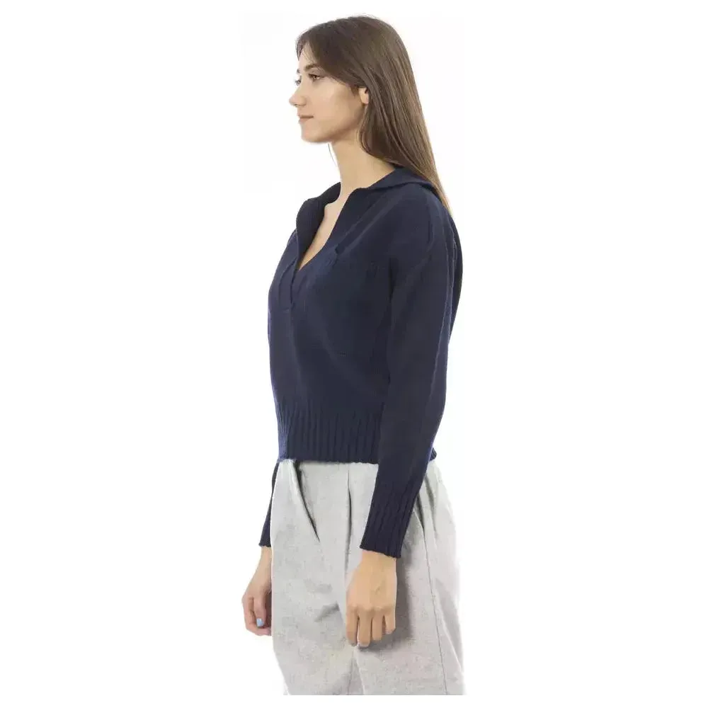 Alpha Studio Blue Wool Women Sweater