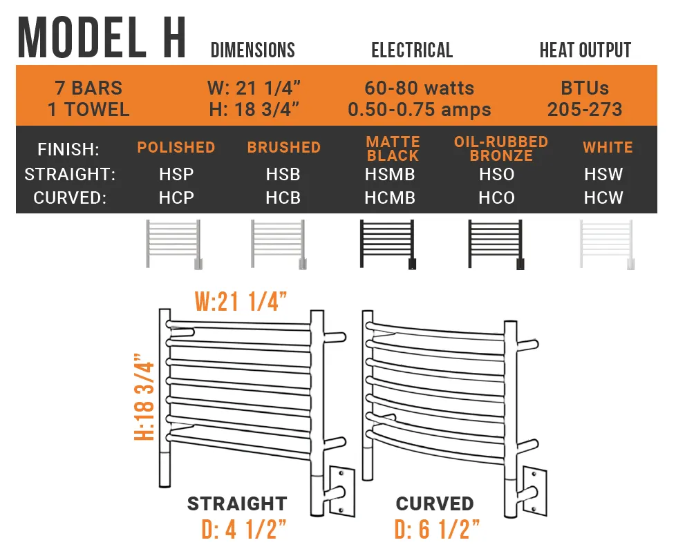 Amba - Jeeves Collection - Model H Curved Towel Warmer