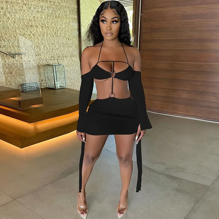 Amozae---hoco dresses  Hirigin   Mesh Sheer Party Dress Birthday Club Outfits For Women   See Through Off Shoulder Backless Bodycon Mini Dresses