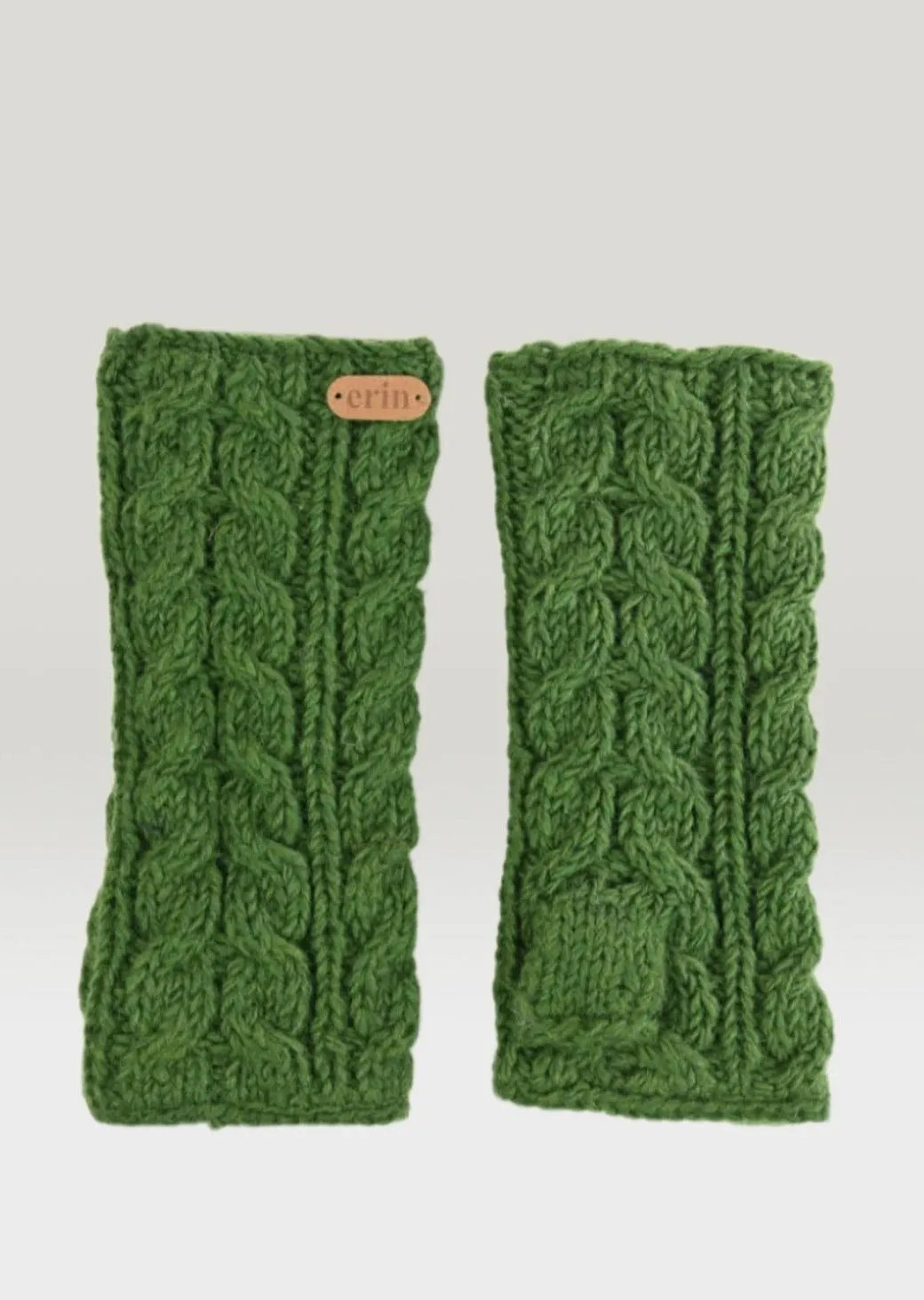 Aran Cable Handwarmers | Green