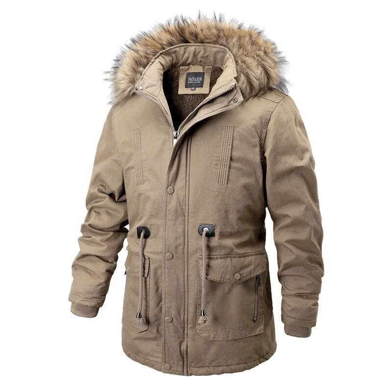 Ashore Shop Mens Warm Cotton Padded Winter MidLength Jacket