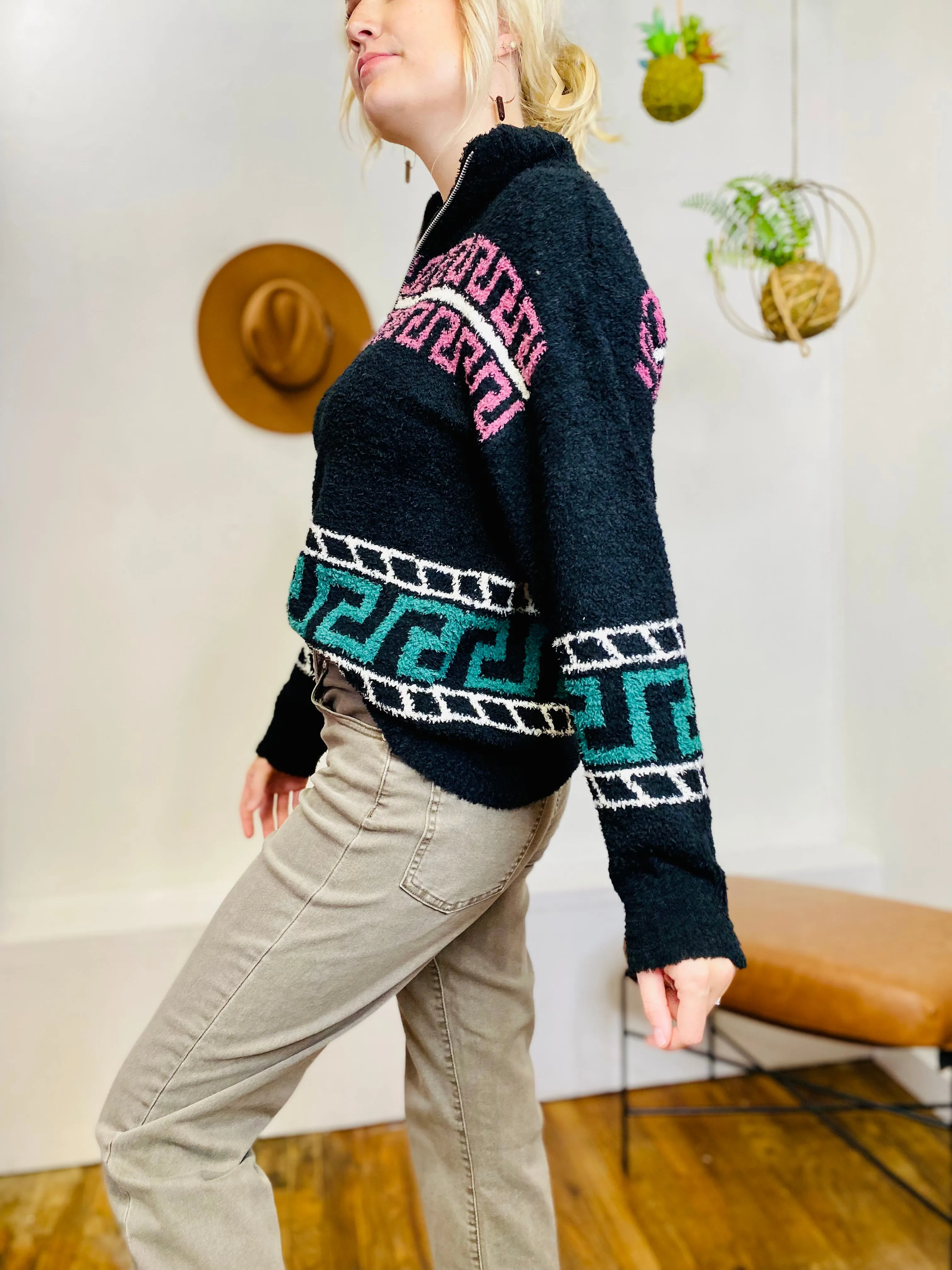 Aztec Soft Zip Pullover Sweater ELAN