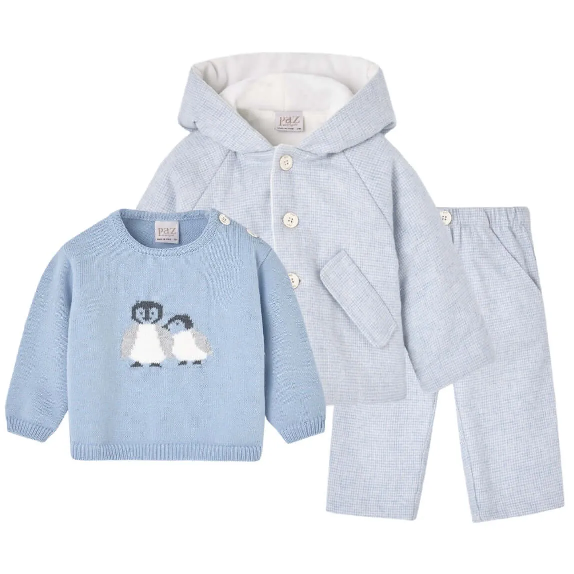 Baby Boys Blue Penguin 3 Piece Set