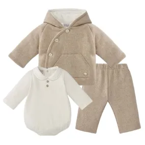 Baby Boys Brown Beige 3 Piece Set