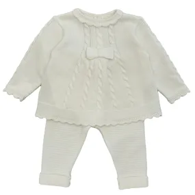 Baby Girls Cream Bow Knitted Set