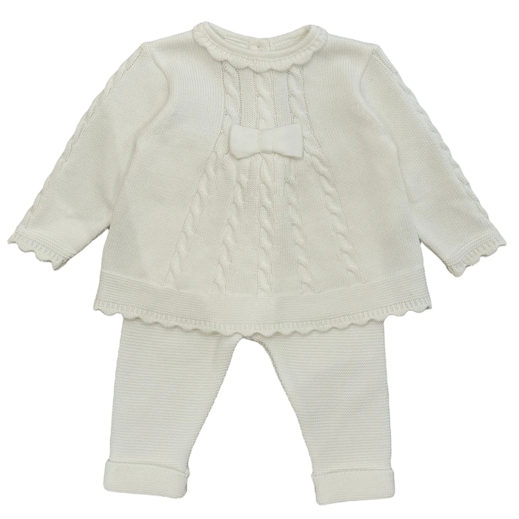 Baby Girls Cream Bow Knitted Set