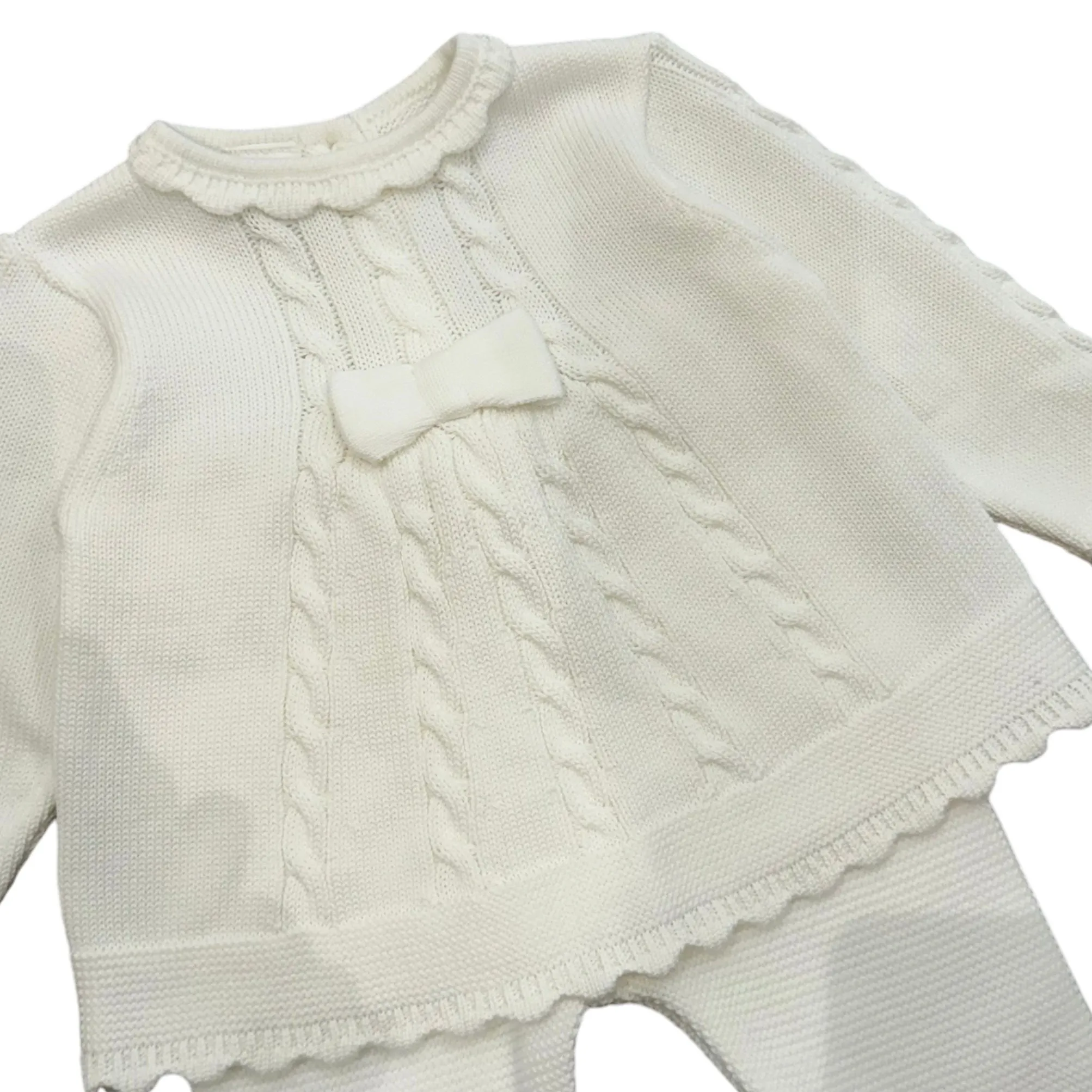 Baby Girls Cream Bow Knitted Set