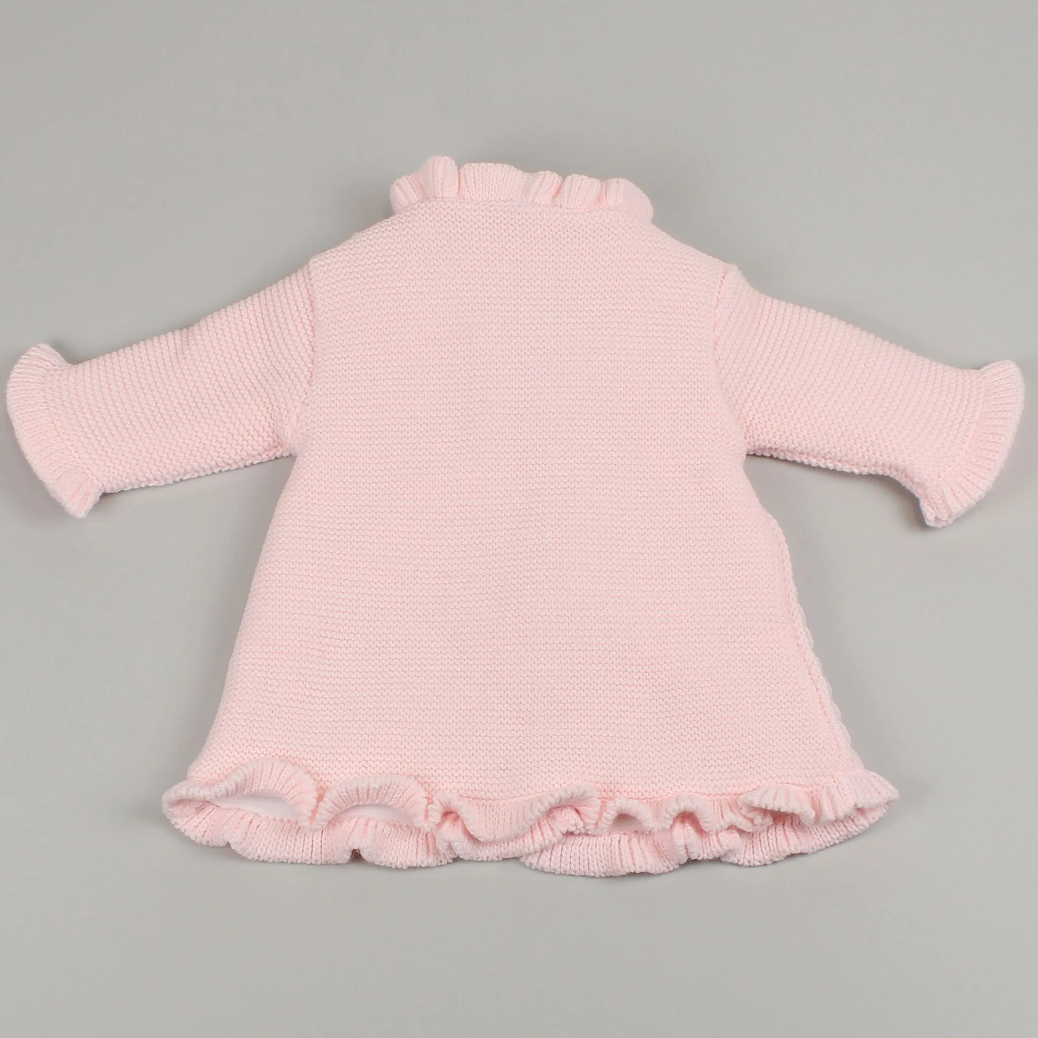 Baby Girls Fleece Lined Knitted Coat - Pink