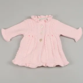 Baby Girls Fleece Lined Knitted Coat - Pink