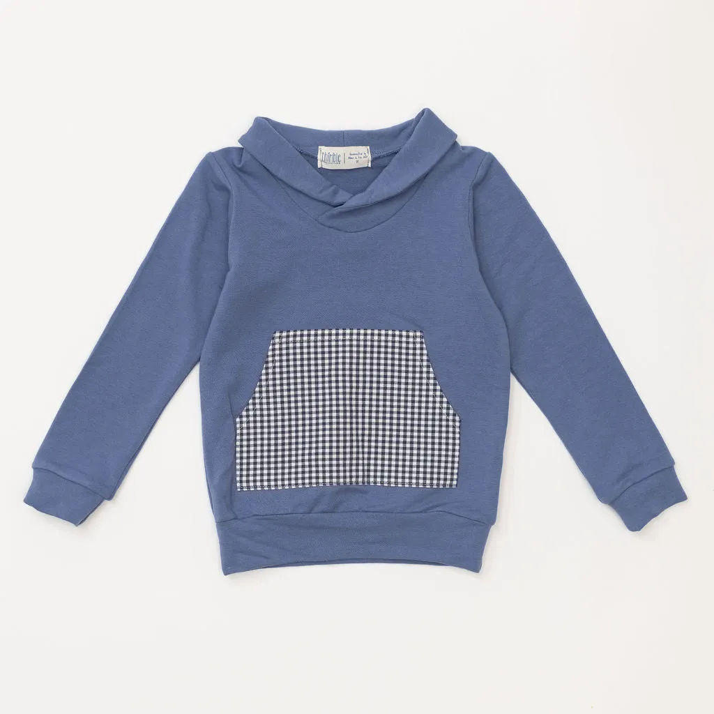 Bamboo Shawl Collar Sweatshirt in Cornflower