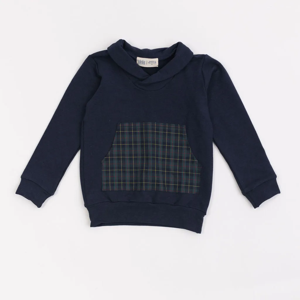 Bamboo Shawl Collar Sweatshirt in Midnight Mistletoe