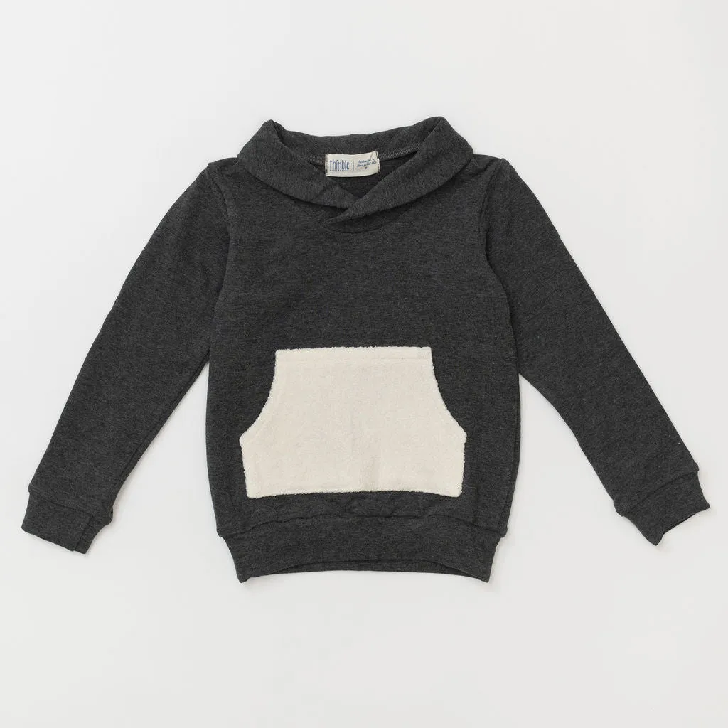 Bamboo Shawl Collar Sweatshirt in Pepper