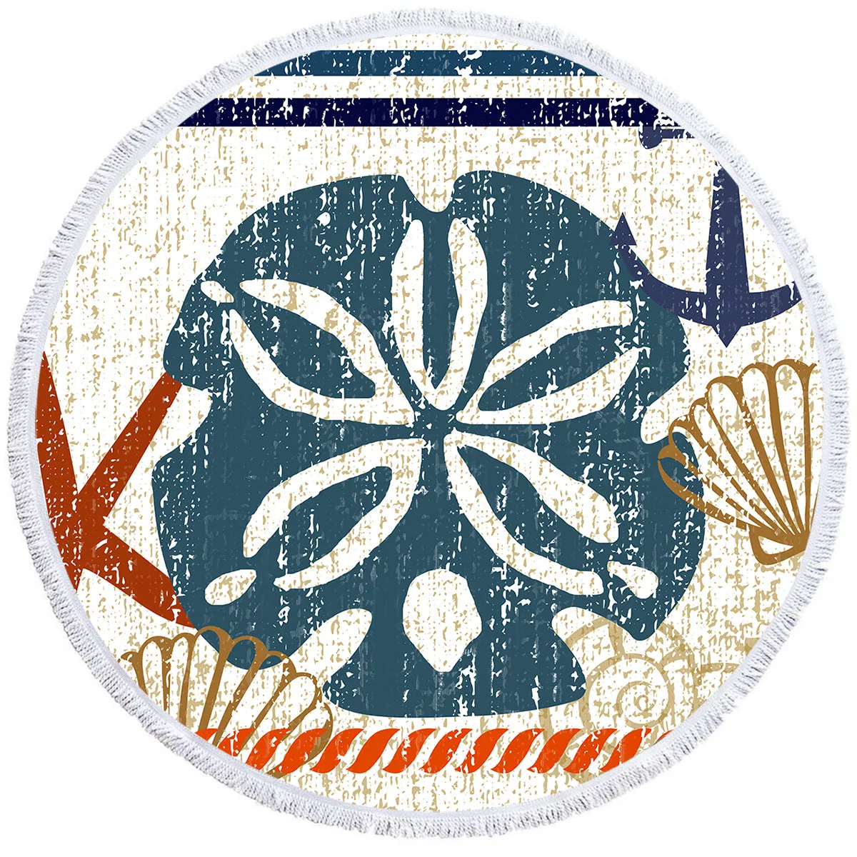 Beachy Sand Dollar Round Beach Towel