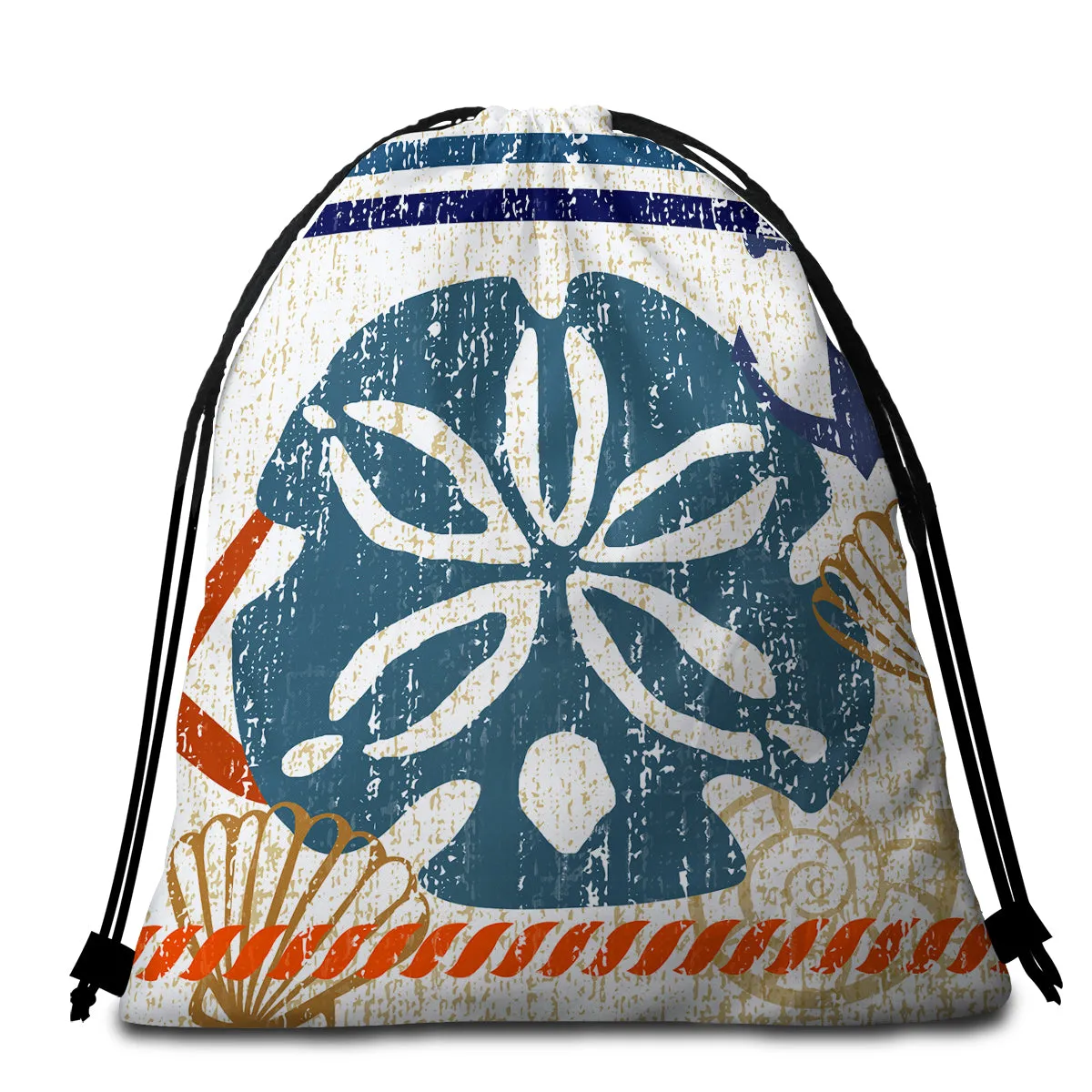 Beachy Sand Dollar Round Beach Towel