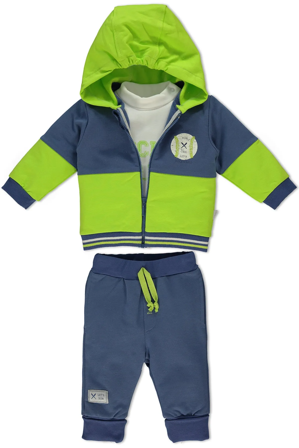 Bebetto Hoodie, Joggers and Top Set Blue/Green (6mths-3yrs)