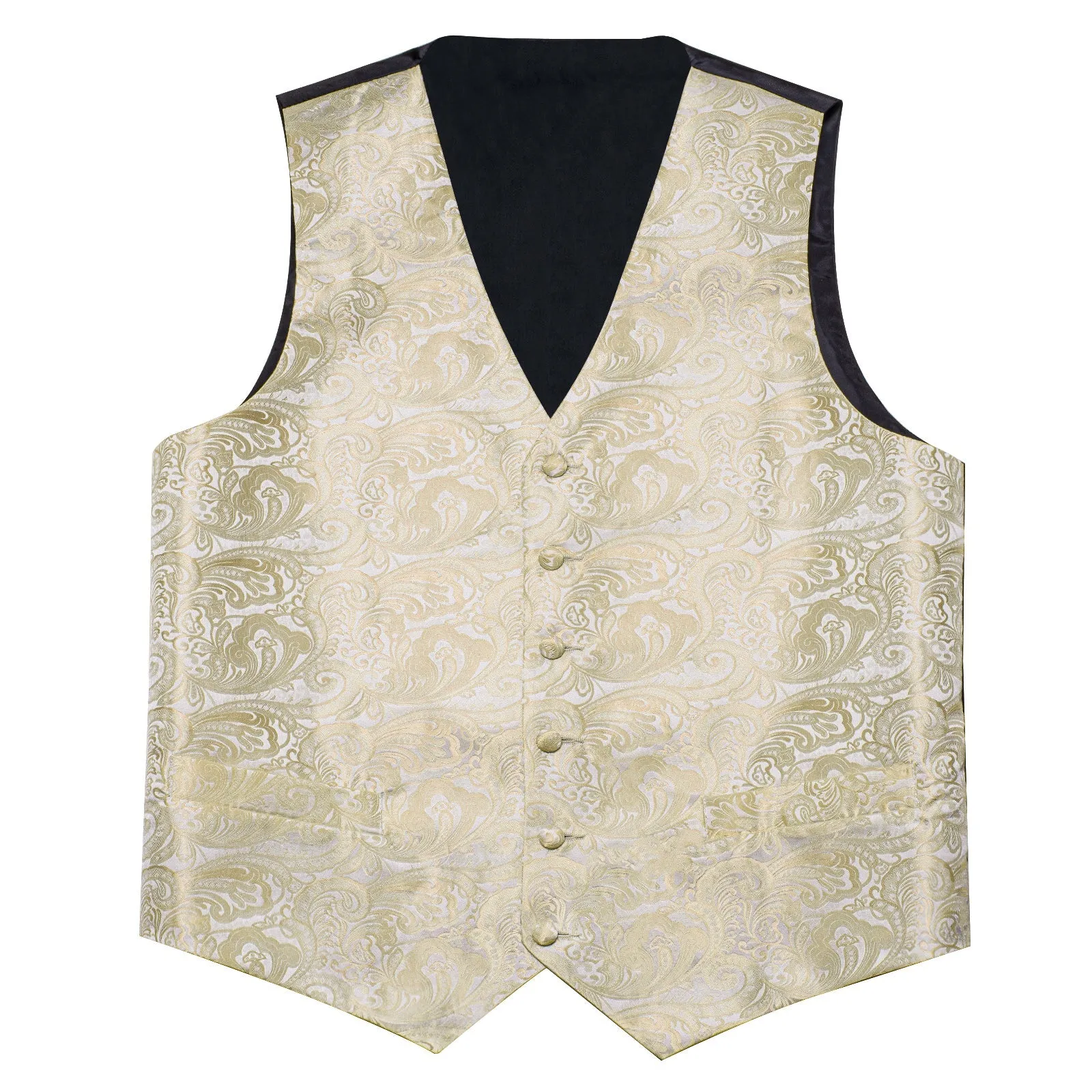 Beige Paisley Silk Men's Vest Single Vest