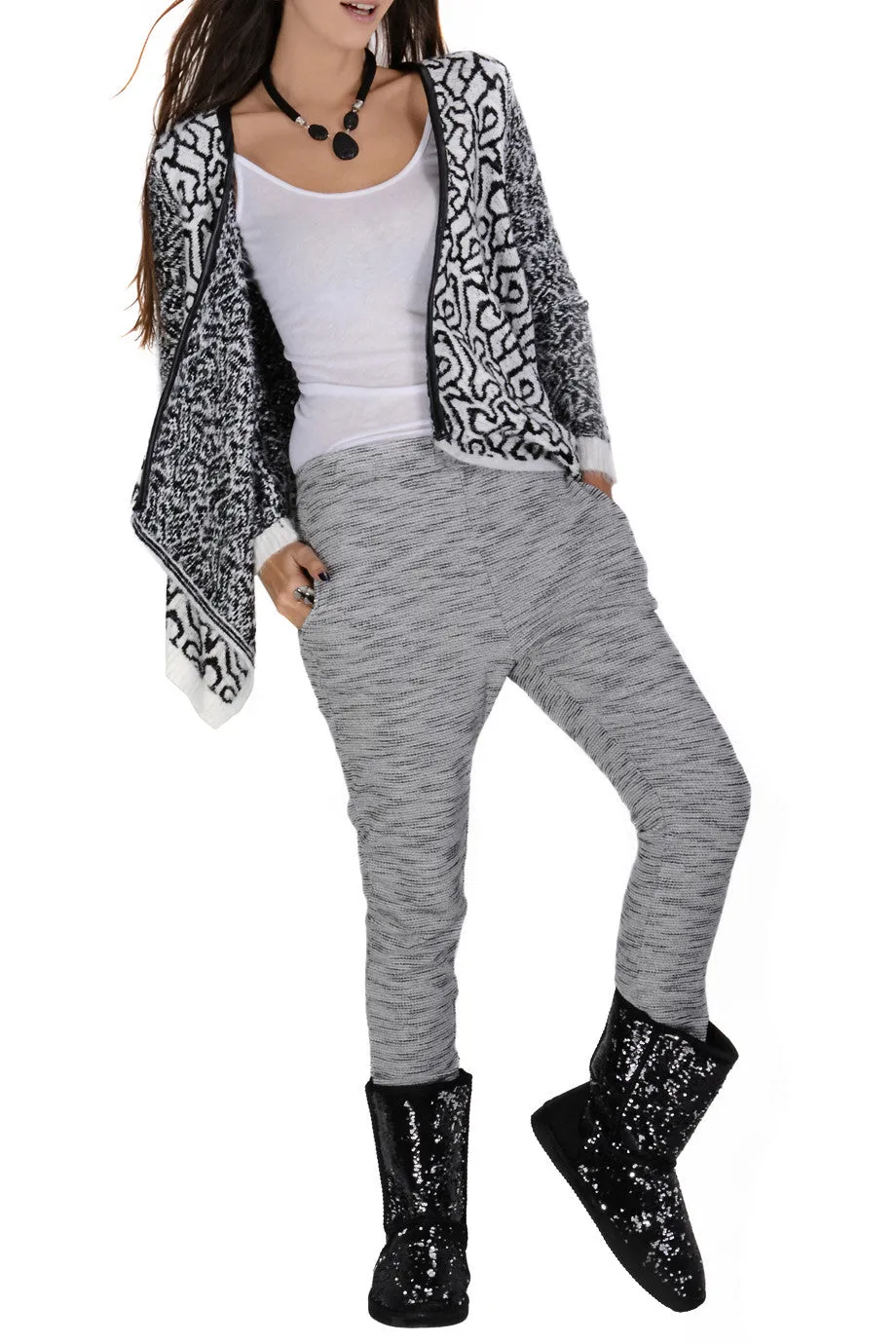 BELCA Black Grey Textured Joggers