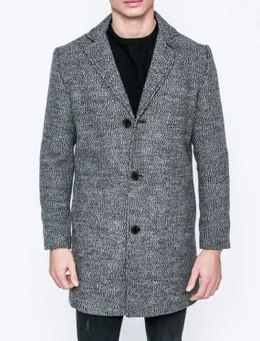 Bermondsey Tailored Wool Blend Overcoat in Grey / White - Tokyo Laundry