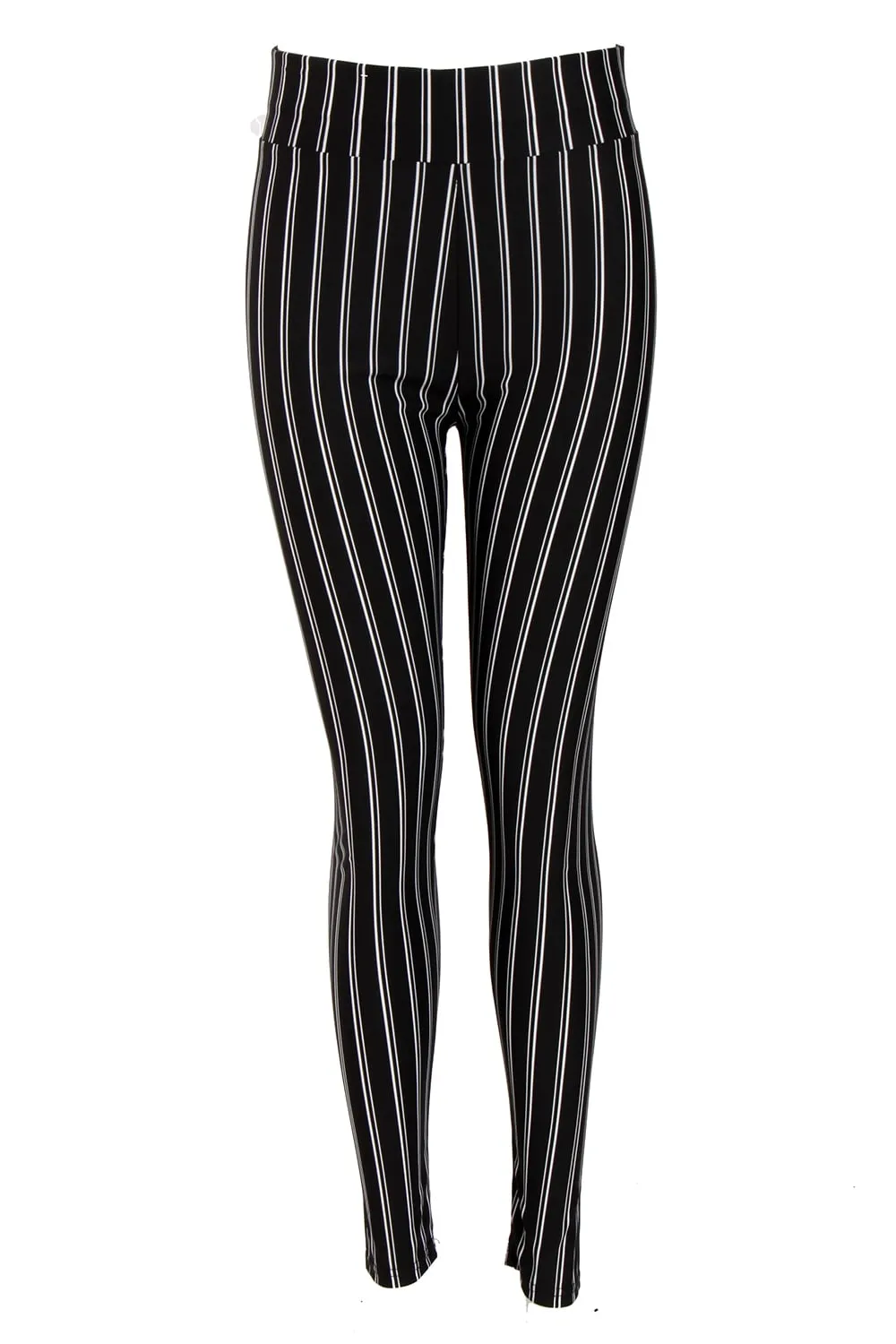 Black and White Double Stripe High Waisted Skinny Legging