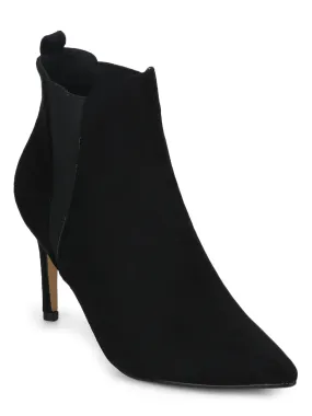 Black Micro Low Heel Chelsea Ankle Boots