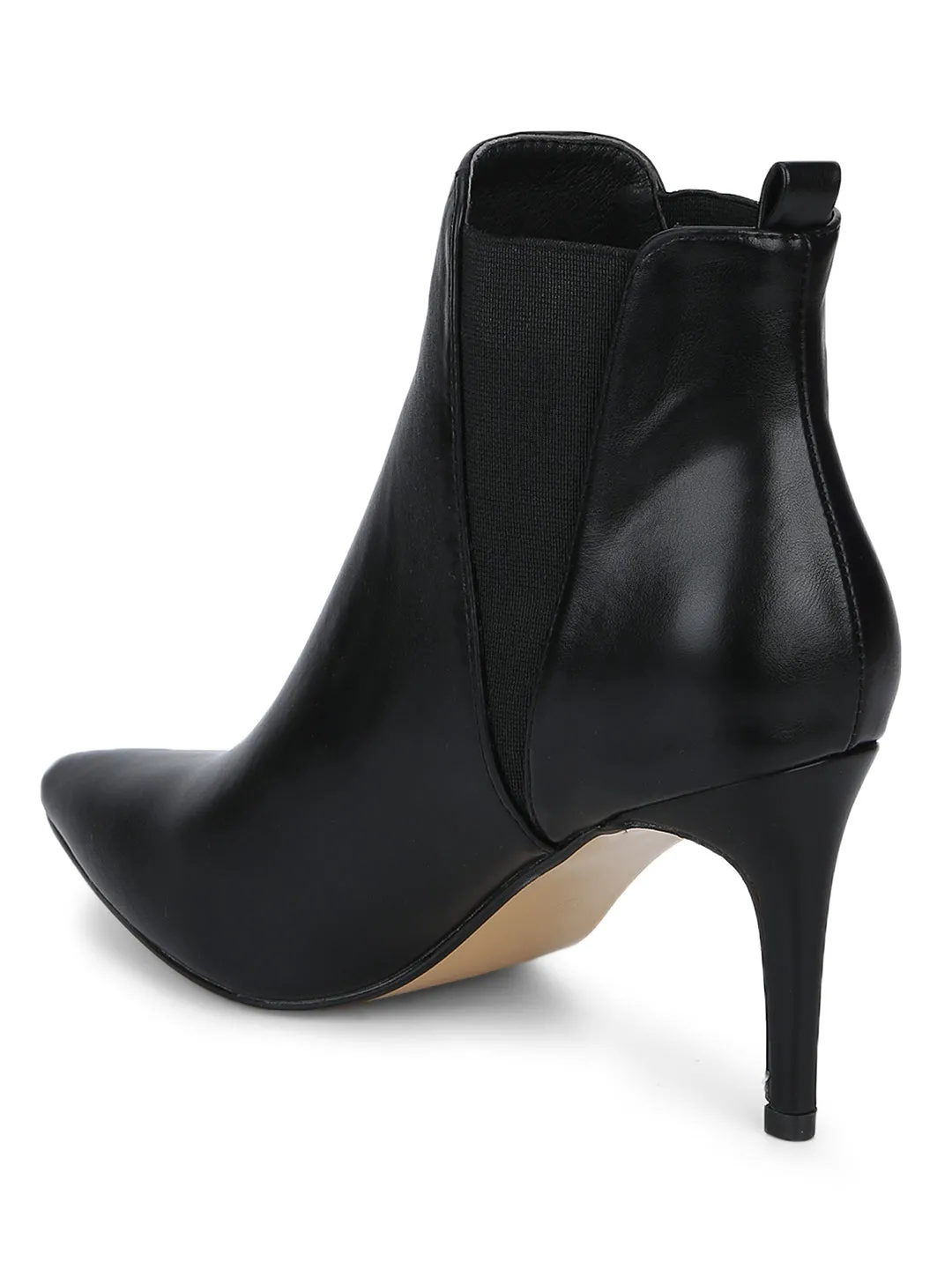 Black PU Low Heel Chelsea Ankle Boots