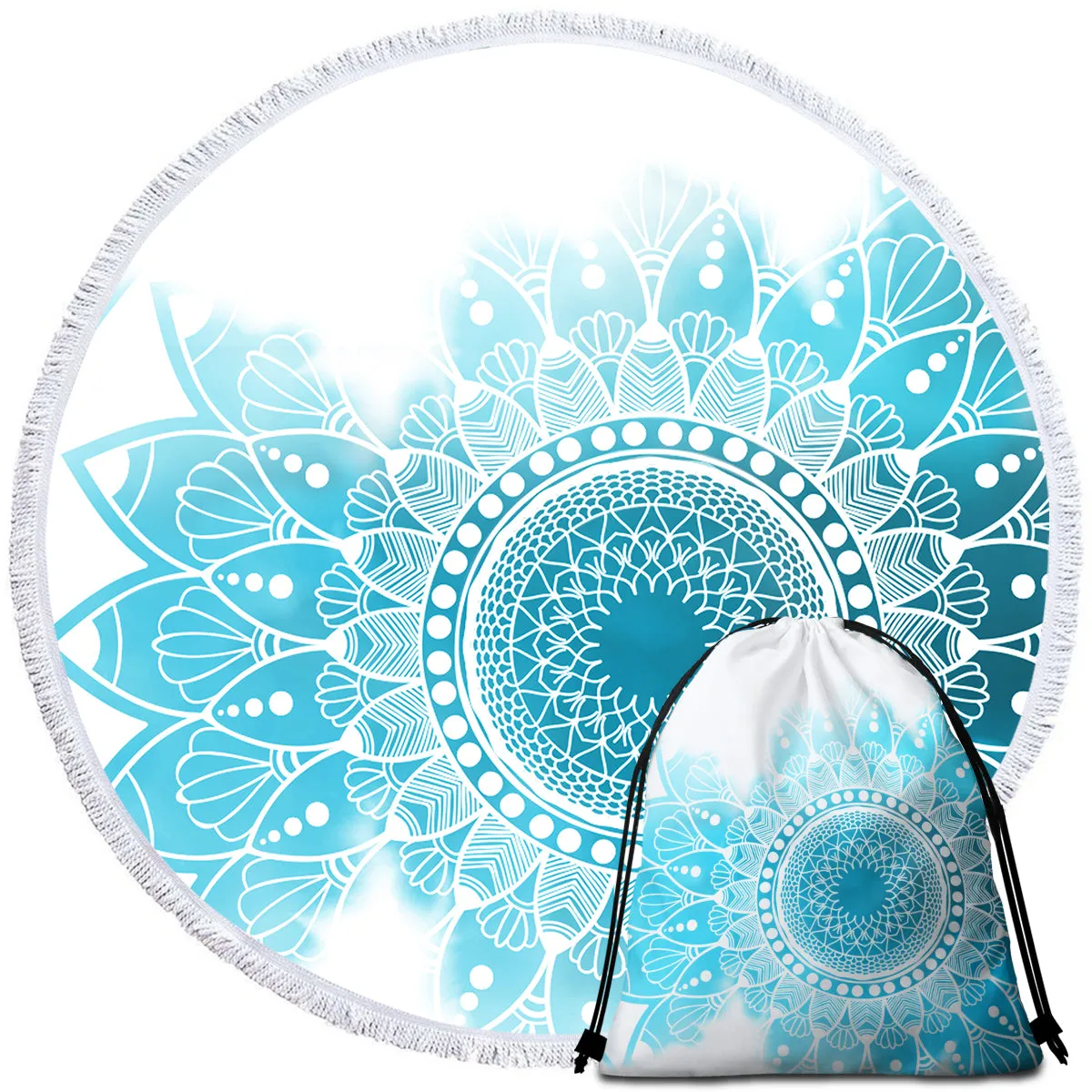 Bohemian Blues Round Beach towel