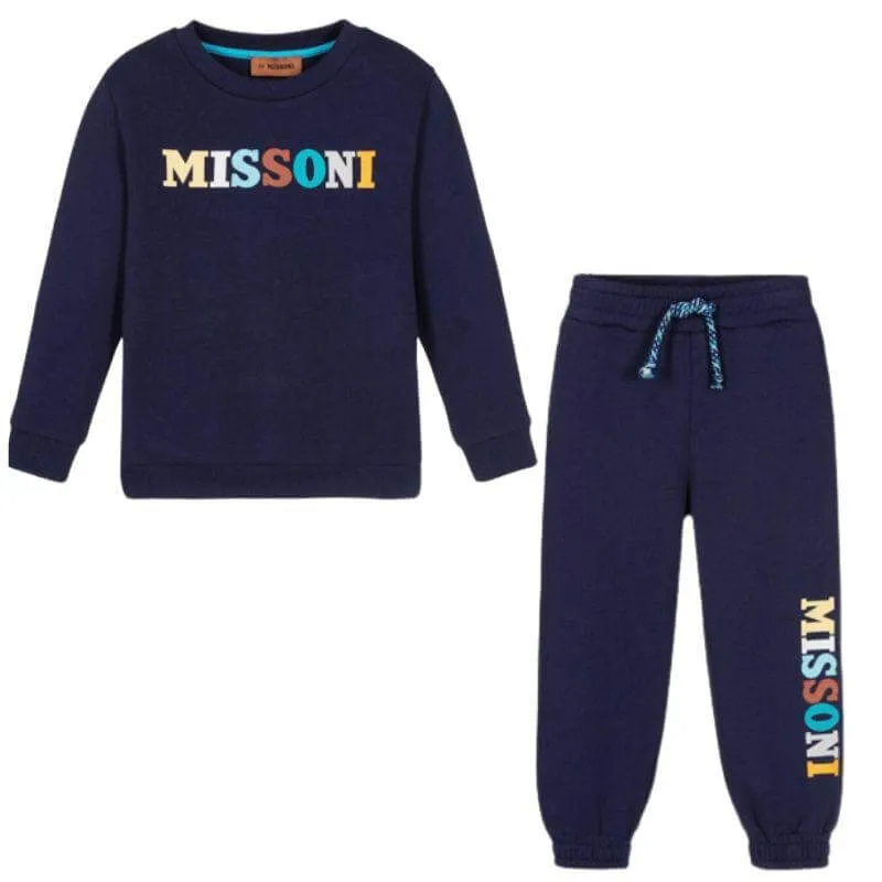 Boys Navy Logo Sweatshirt Set