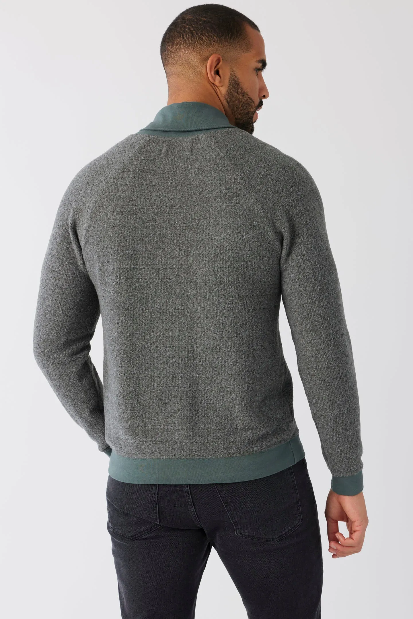 Brushed Boucle Shawl Pullover - Storm