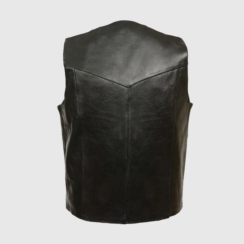 Buy Best Motorcycle Black Snap Front Biker Vest For Sale