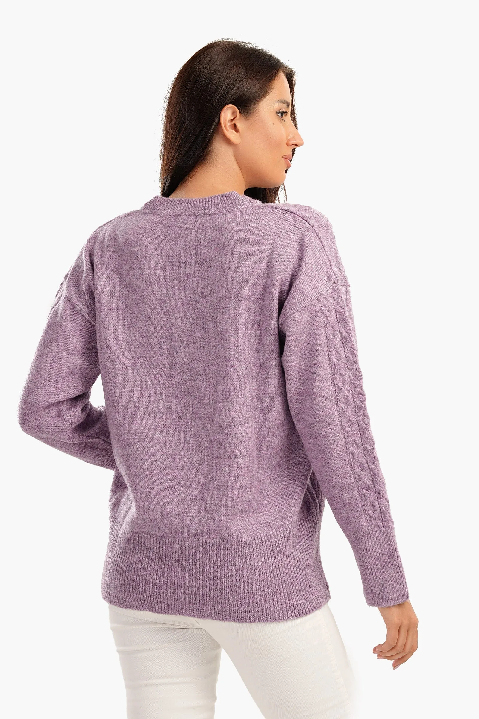 Cable Knitted V-Neck Pullover