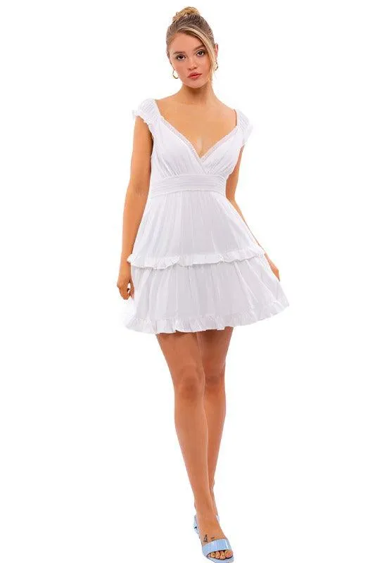 Cap Sleeve Ruffle Mini Dress