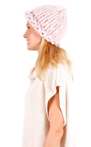 CAP040 Pink Knit Chunky Mango Hat