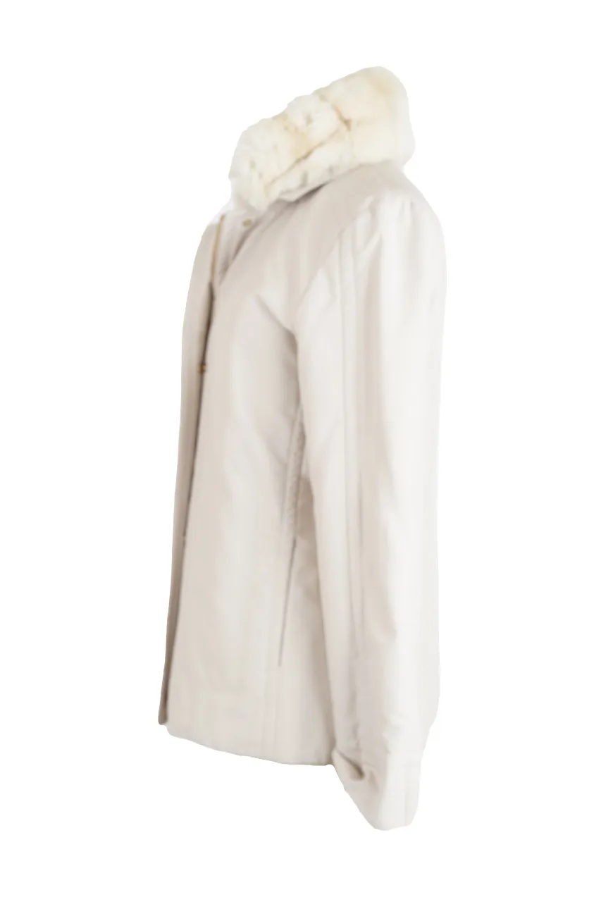 Cashmere Lined Lightweight Jacket w/ Removable Chinchilla Collar