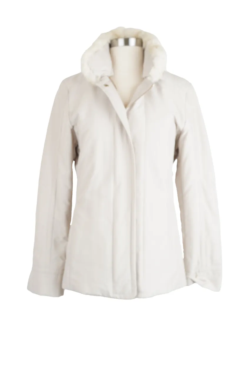 Cashmere Lined Lightweight Jacket w/ Removable Chinchilla Collar