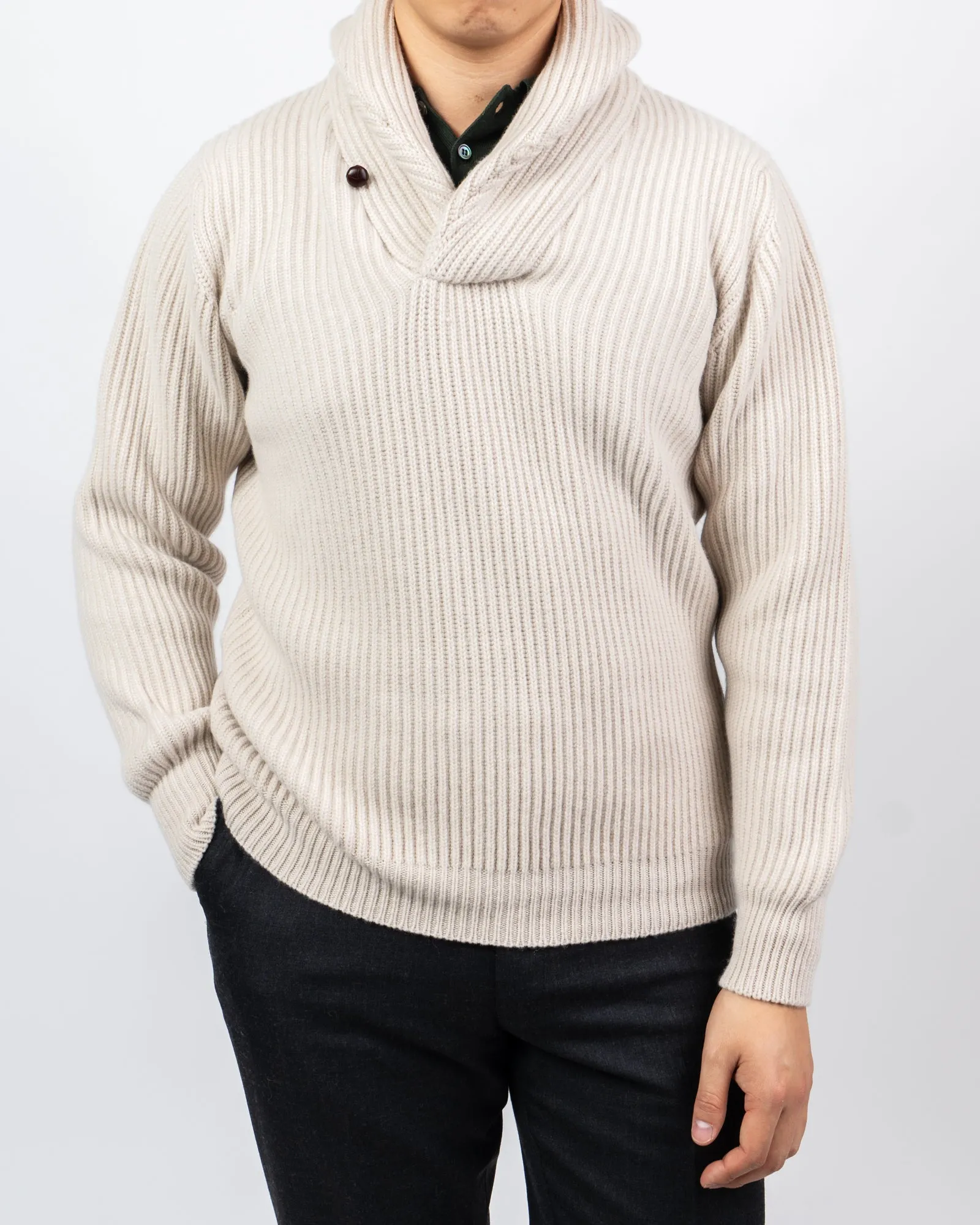 Cashmere Short Shawl Pullover - Linen