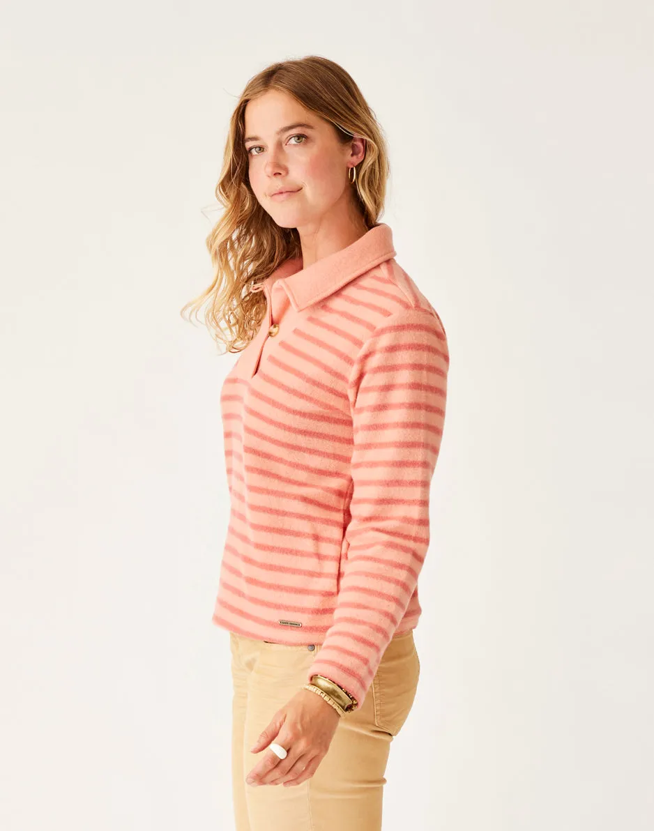 Clara Fleece Pullover: Lt. Henna Even Stripe