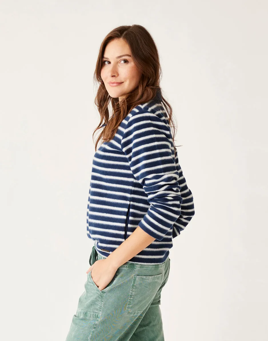 Clara Fleece Pullover: Navy Even Stripe