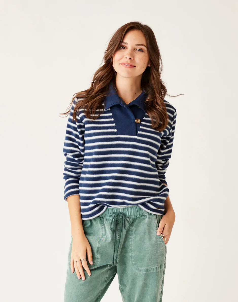 Clara Fleece Pullover: Navy Even Stripe