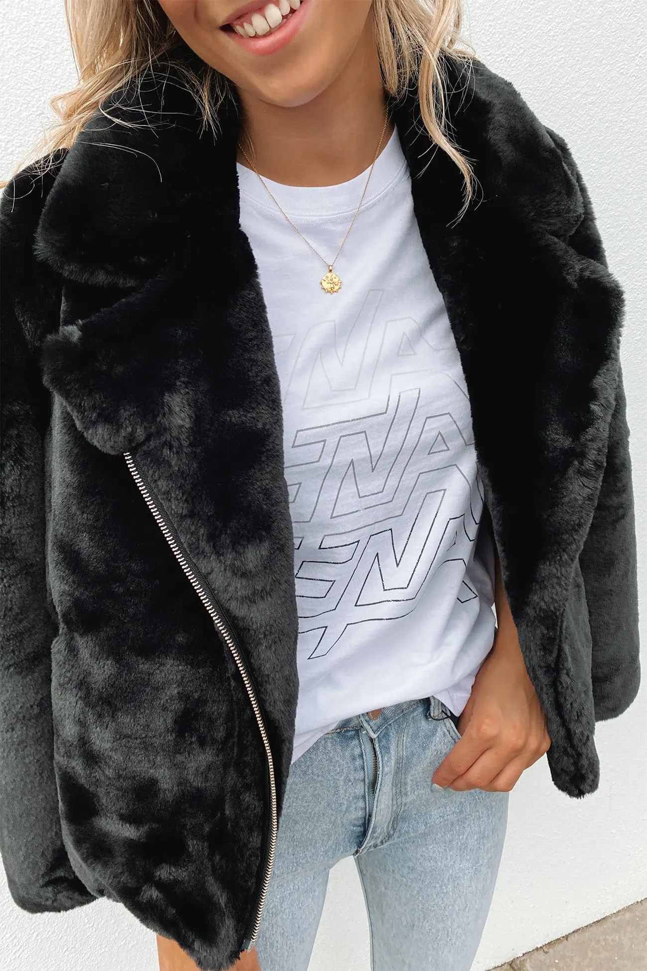 Classic Faux Fur Jacket Black