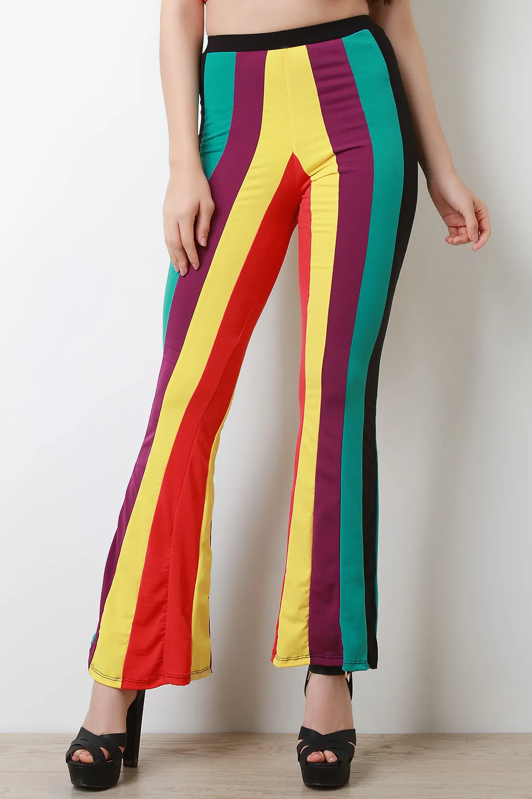 Color Panel Flare Pants