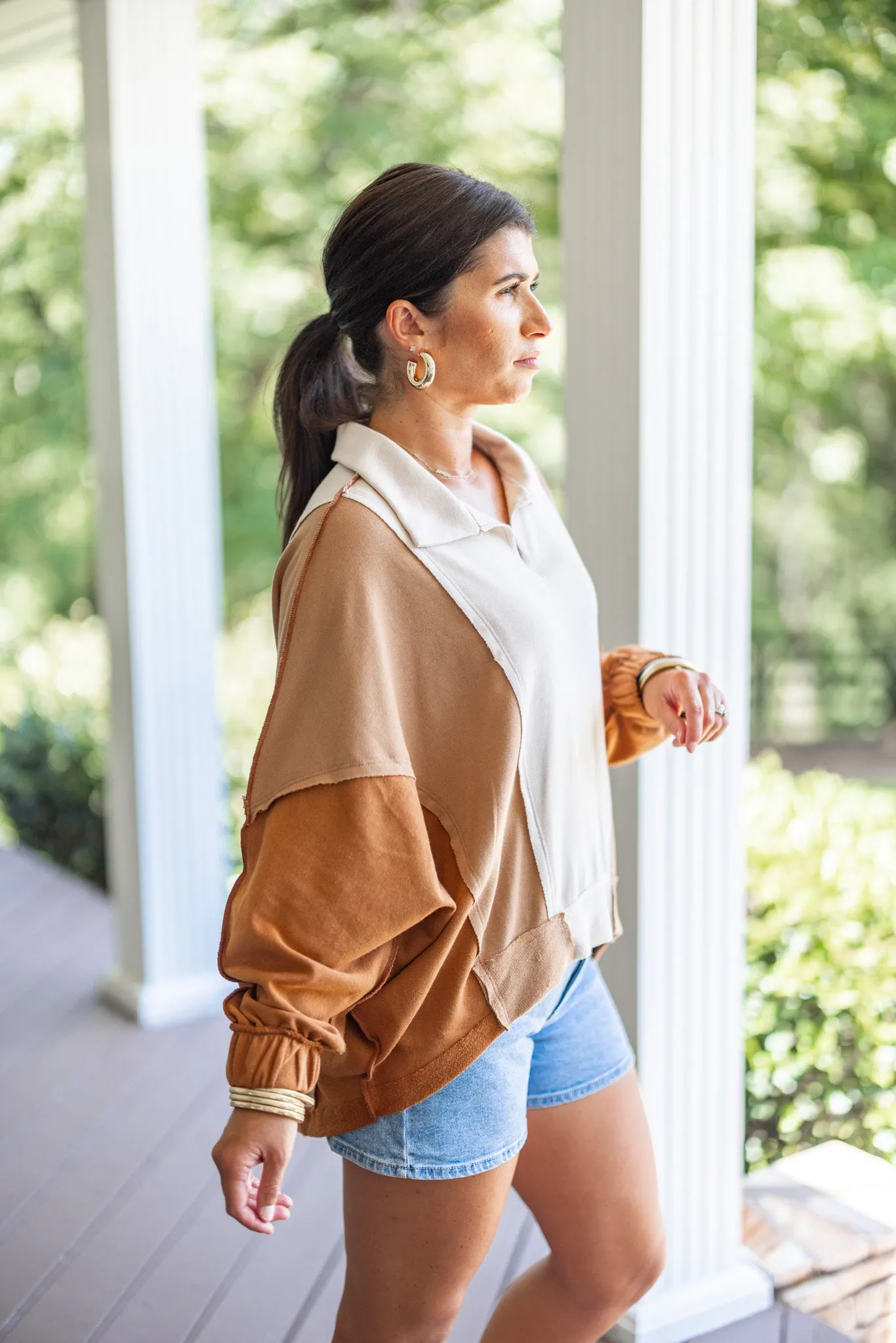 Colorblock Fab Taupe Mix Pullover