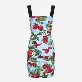 Colorblock Print Slimming Dresses For Women Square Collar Sleevless Camisole High Waist Dress Female Fashion