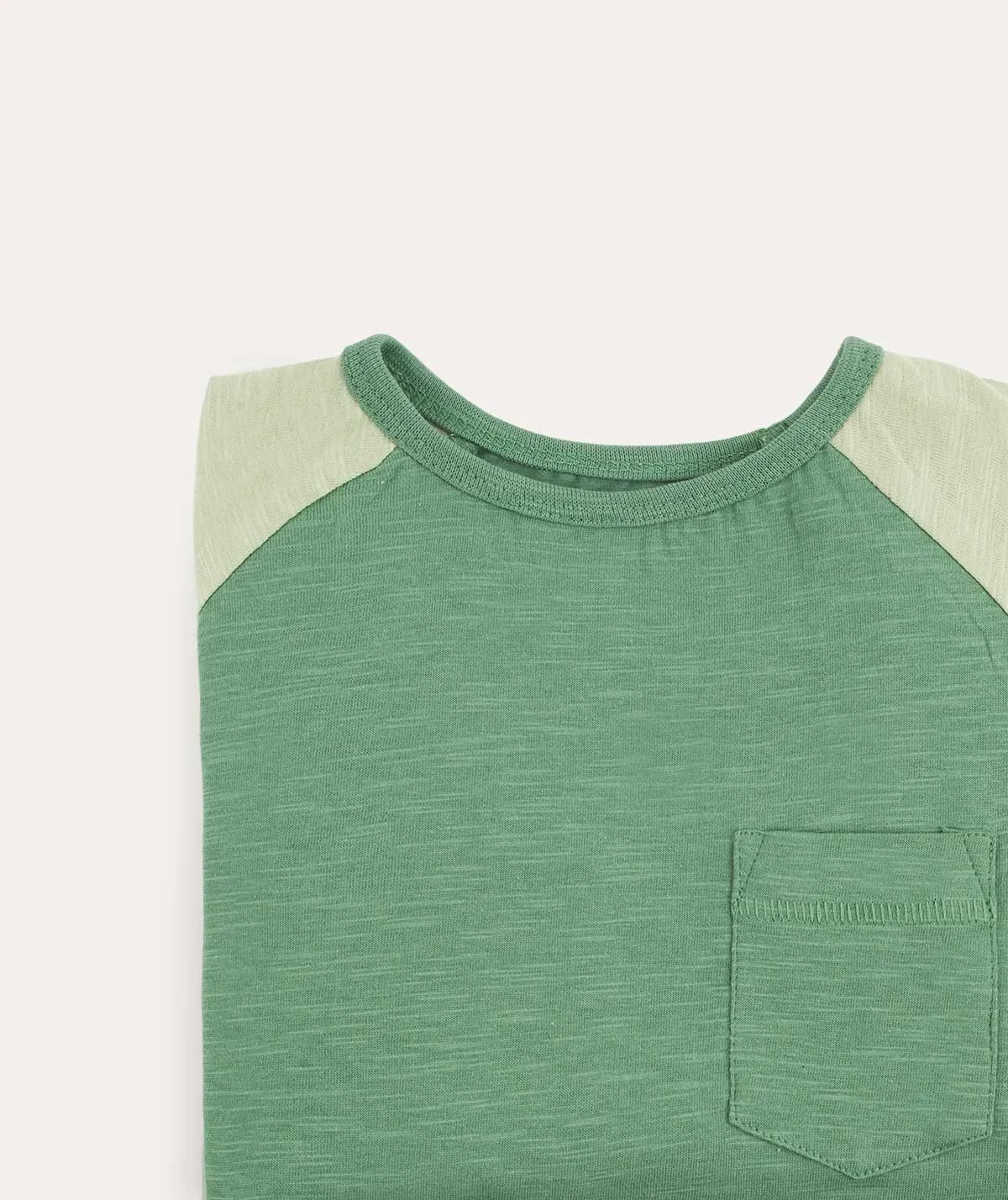 Colourblock Slub Long Sleeve Top - Grass Green