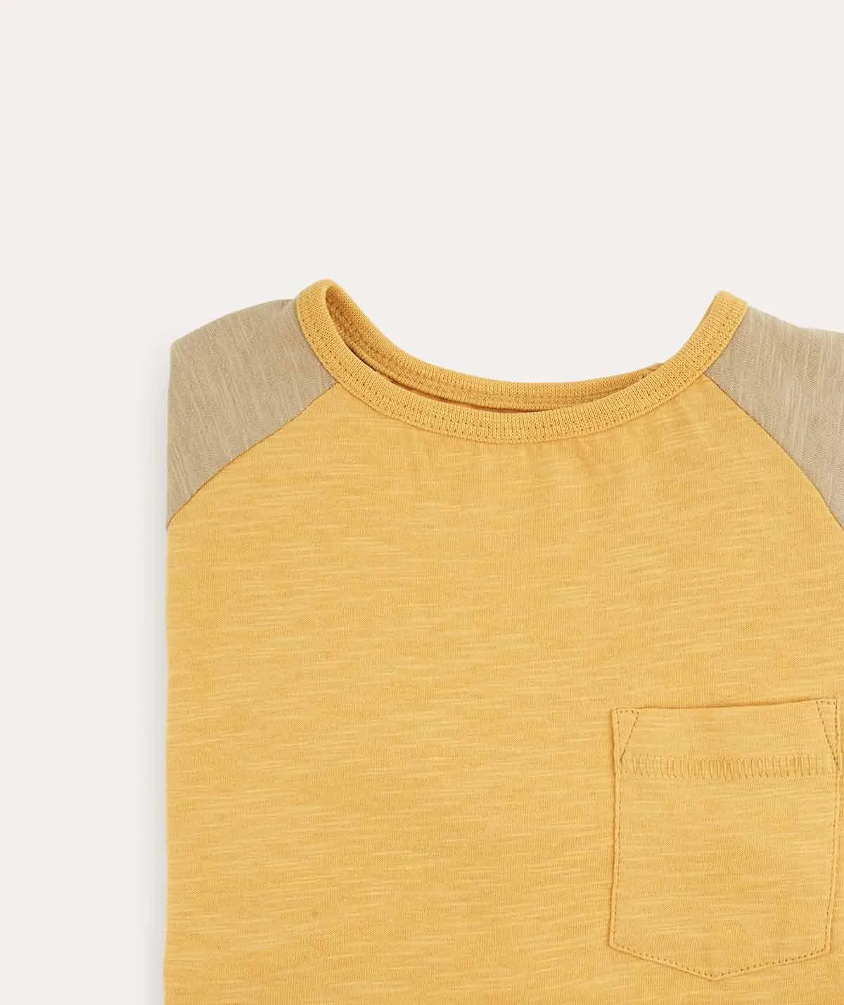 Colourblock Slub Long Sleeve Top - Straw